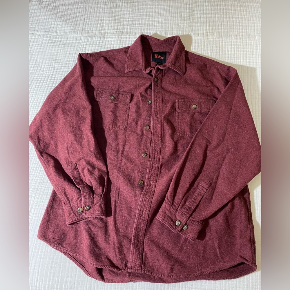 Mens Stoic Maroon chamois shirt.